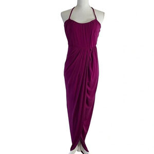 Caribbean Queen Dress Jewel Tone Purple Adjustable Halter Tie Strap Stretch